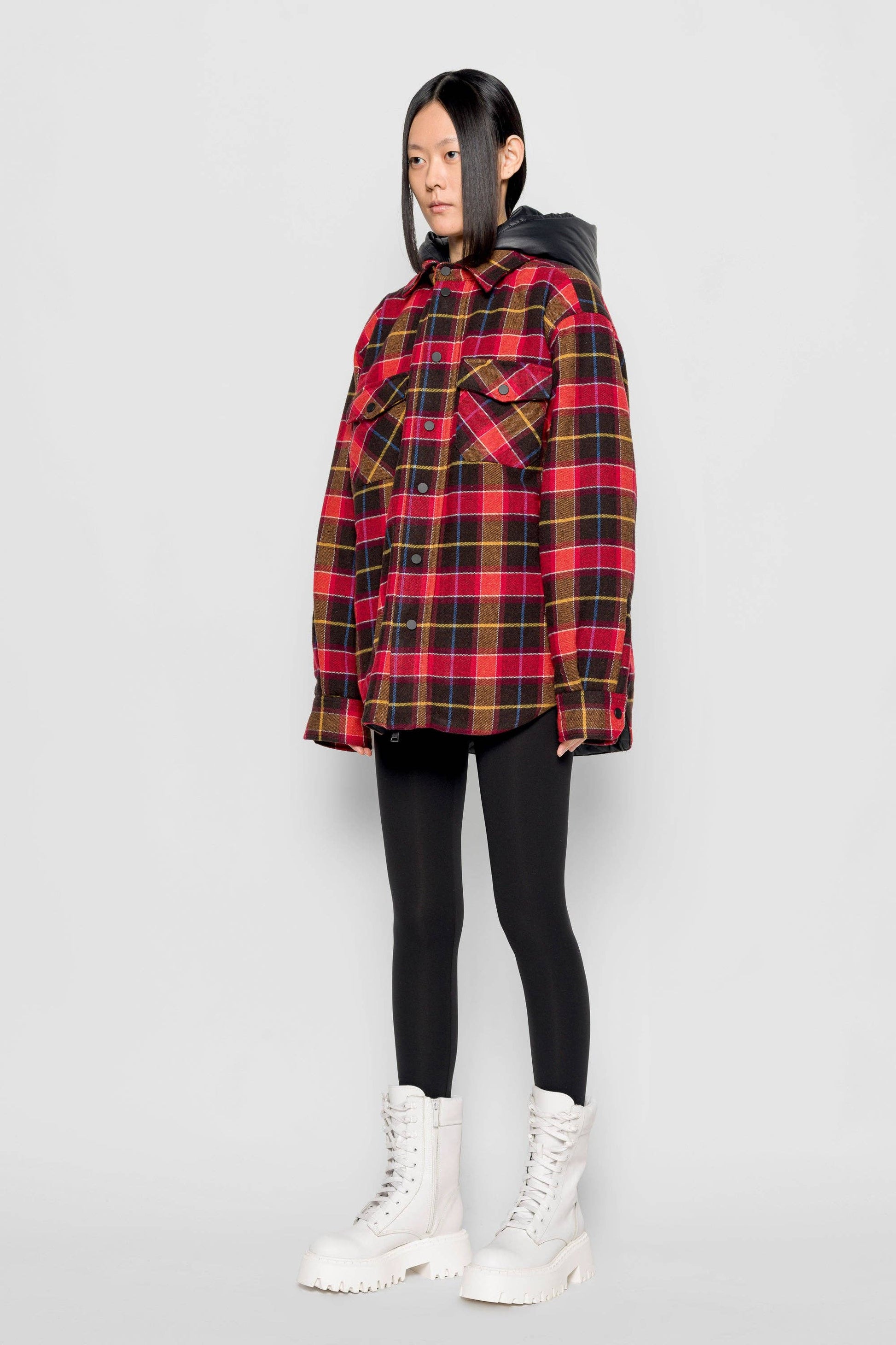 Giacca con cappuccio a quadri tartan Mita