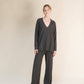 Maglione lungo con scollo a V profondo in misto cashmere