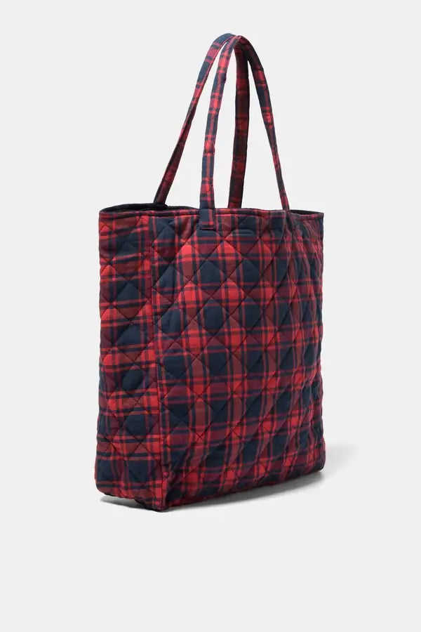 Borsa tote imbottita tartan