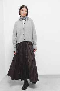 Cardigan in lana a maglia rasata con bottoni a contrasto