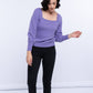 Maglione donna con maniche a palloncino e scollo quadrato