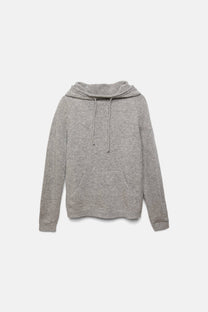 Maglione in lana con cappuccio e tasca a marsupio