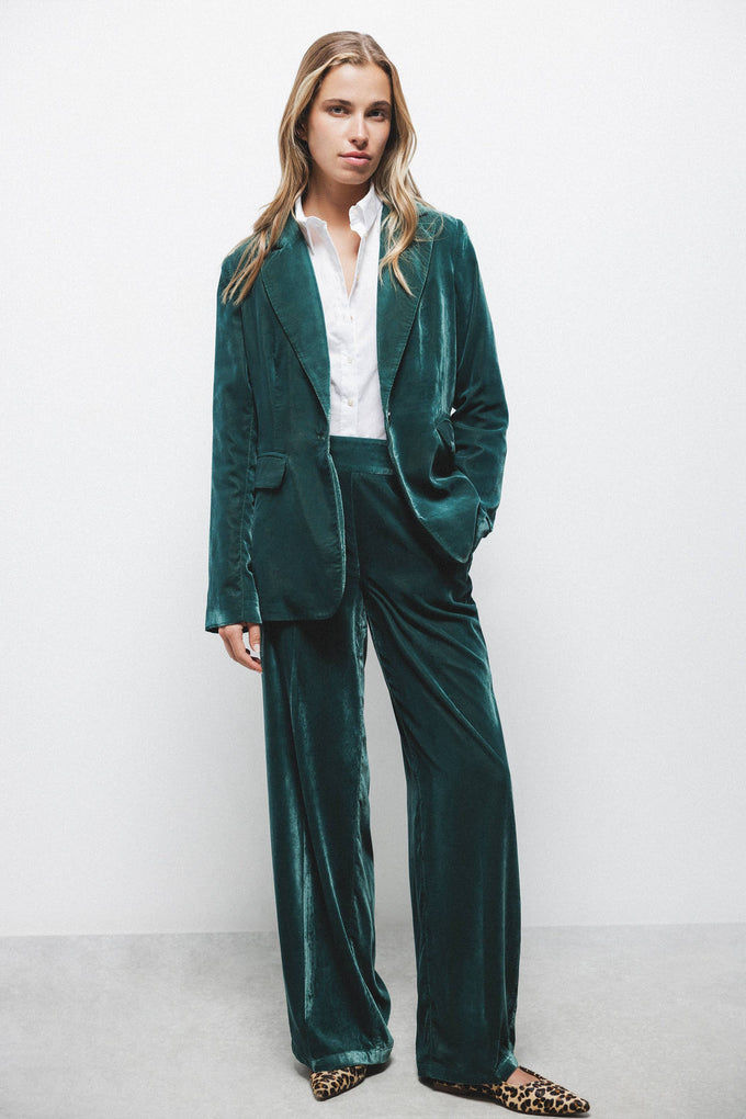 Pantaloni effetto velluto a vita alta