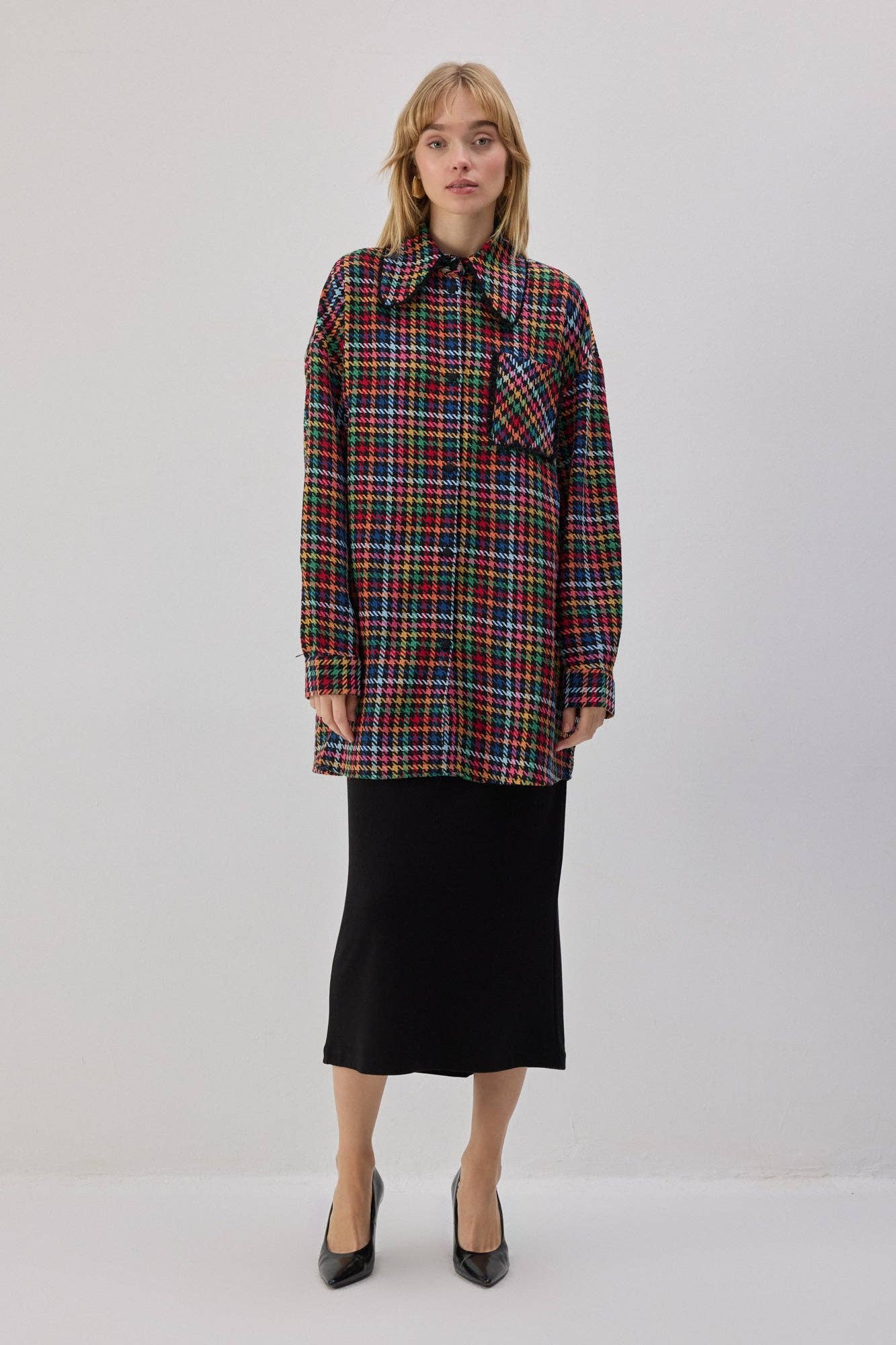 Camicia in tweed con frange