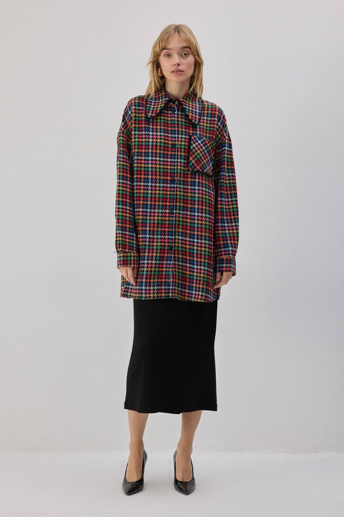 Camicia in tweed con frange