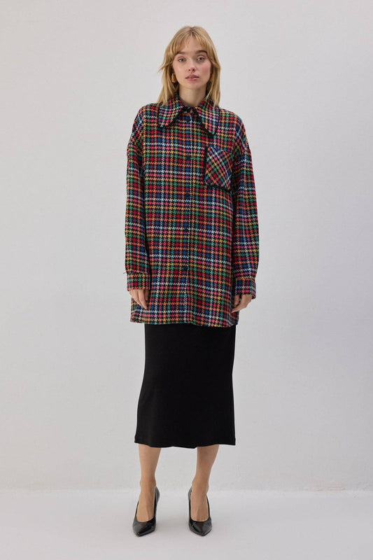 Camicia in tweed con frange