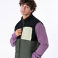 Gilet sherpa bicolore nero e verde senza maniche