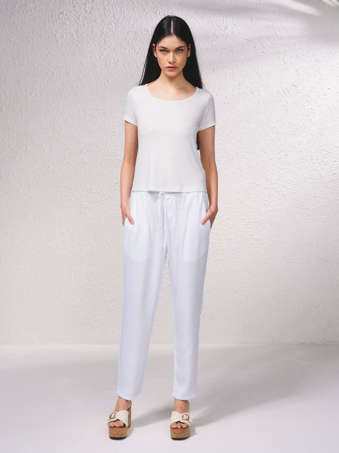 T-shirt basic in viscosa a girocollo