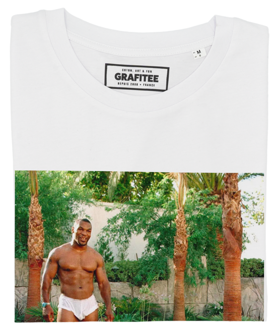 T-shirt unisex in cotone biologico con stampa fotografica tigre bianca