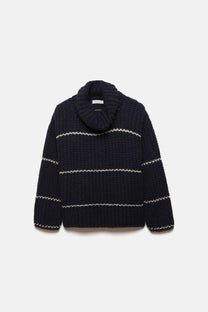 Maglione a righe in maglia con collo morbido
