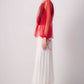 Giacca in organza trasparente con cintura rossa