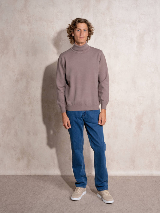 Maglione dolcevita uomo in maglia misto viscosa