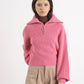Maglia a costine con zip e collo ampio