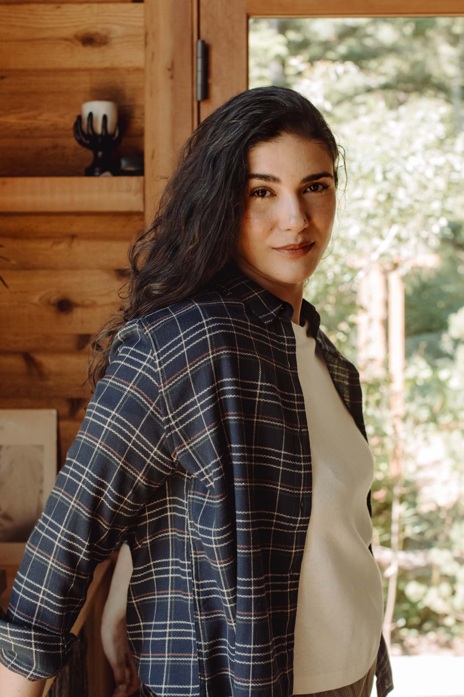 Camicia slim Olivia a quadri spigati crepuscolo