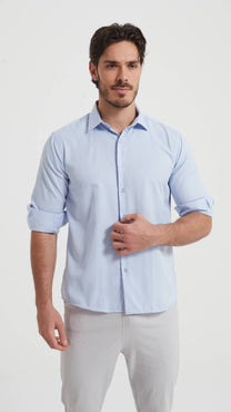Camicia azzurra trapuntata slim fit