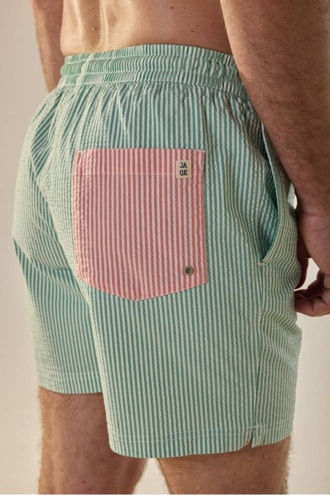 Costume da bagno a righe Sunrise verde