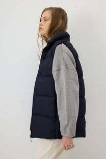 Gilet trapuntato con zip blu navy