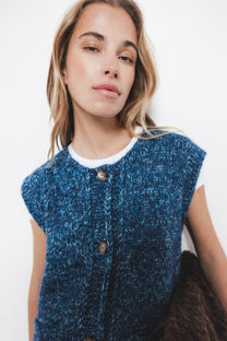 Gilet in maglia melange con bottoni