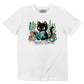 T-shirt unisex in cotone biologico con gatto che legge