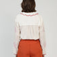 Camicia blusa Soumila écru ricamata in voile di cotone
