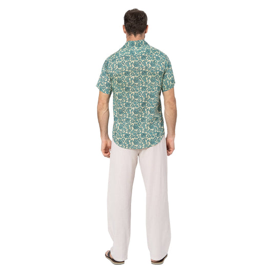 Camicia estiva a maniche corte in voile di cotone