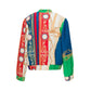 Bomber multicolor con stampa catene