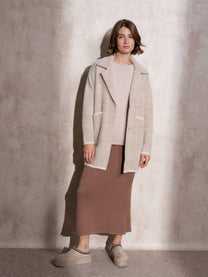 Cappotto midi effetto pelliccia a quadri