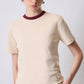 T-shirt in cotone con collo a contrasto