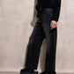 Jeans donna a vita alta in denim nero