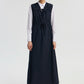 Gilet lungo in popeline arricciato blu navy