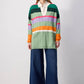 Tunica in maglia oversize a righe multicolor