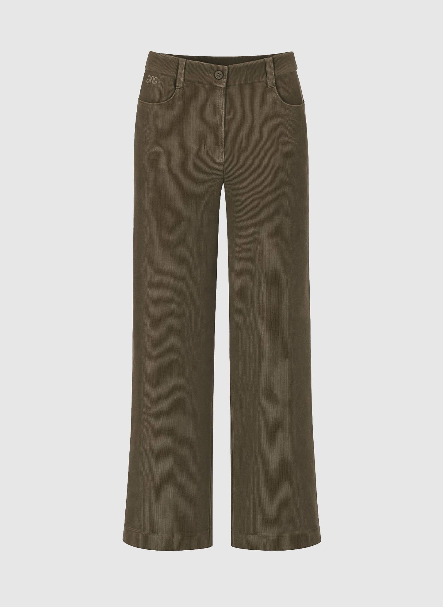 Pantaloni ampi in velluto a coste verde militare