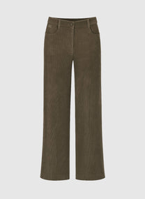 Pantaloni ampi in velluto a coste verde militare
