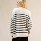 Maglione Girocollo Oversize a Righe in Misto Cashmere