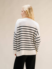 Maglione Girocollo Oversize a Righe in Misto Cashmere