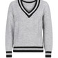 Maglione in maglia con scollo a V a righe
