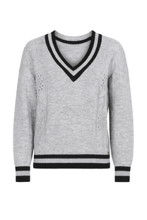 Maglione in maglia con scollo a V a righe