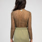 Top in pizzo kaki a collo alto