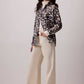 Camicia oversize in viscosa con stampa astratta