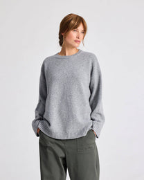 Maglione Emely in lana d’agnello biologica GOTS grigio mélange