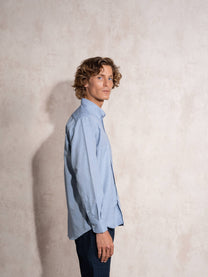 Camicia uomo in cotone misto con colletto button-down