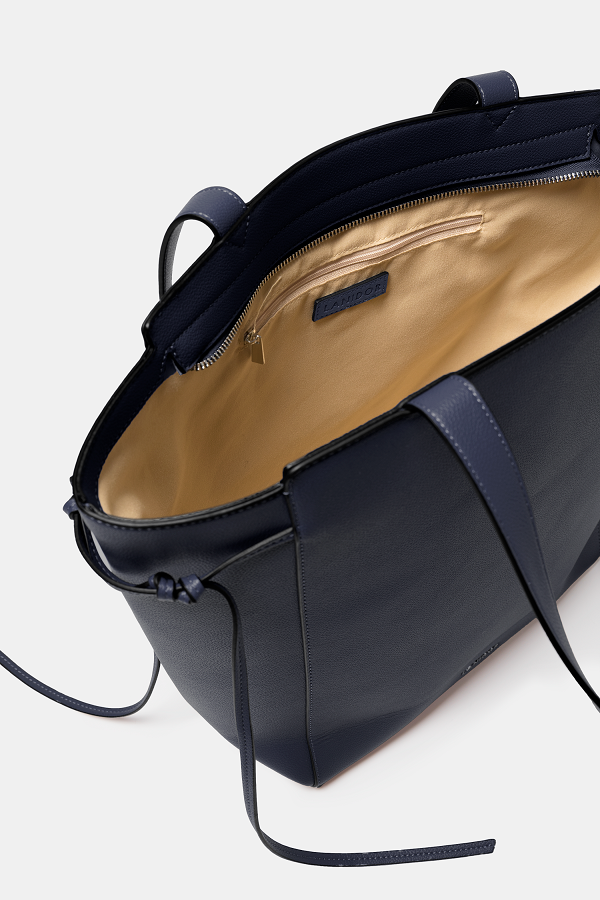 Borsa shopper in ecopelle con doppio manico e tracolla