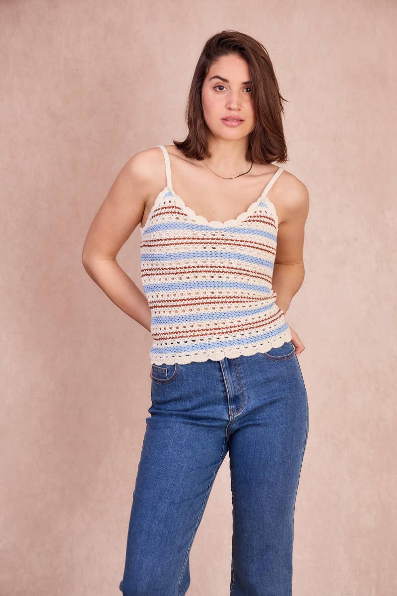 Top crochet NINON in cotone a righe