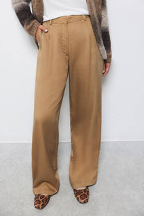 Pantaloni a pieghe dritti in lyocell