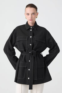 Camicia overshirt con cintura in vita