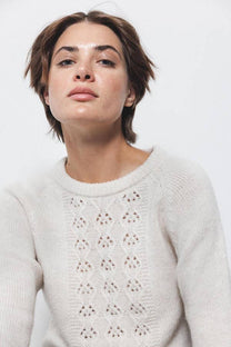 Maglione in maglia strutturata traforata girocollo