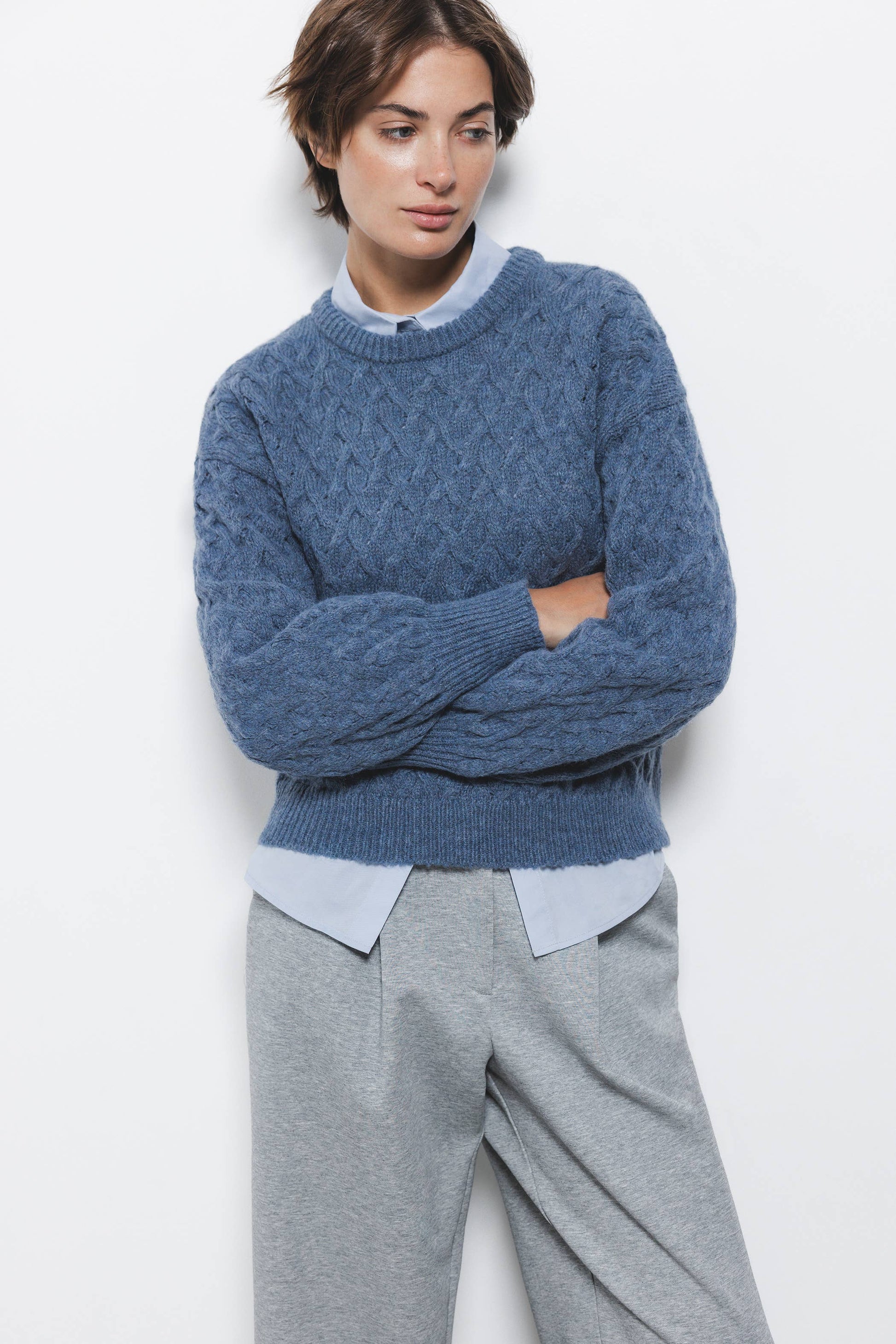 Maglione a maglia strutturata girocollo