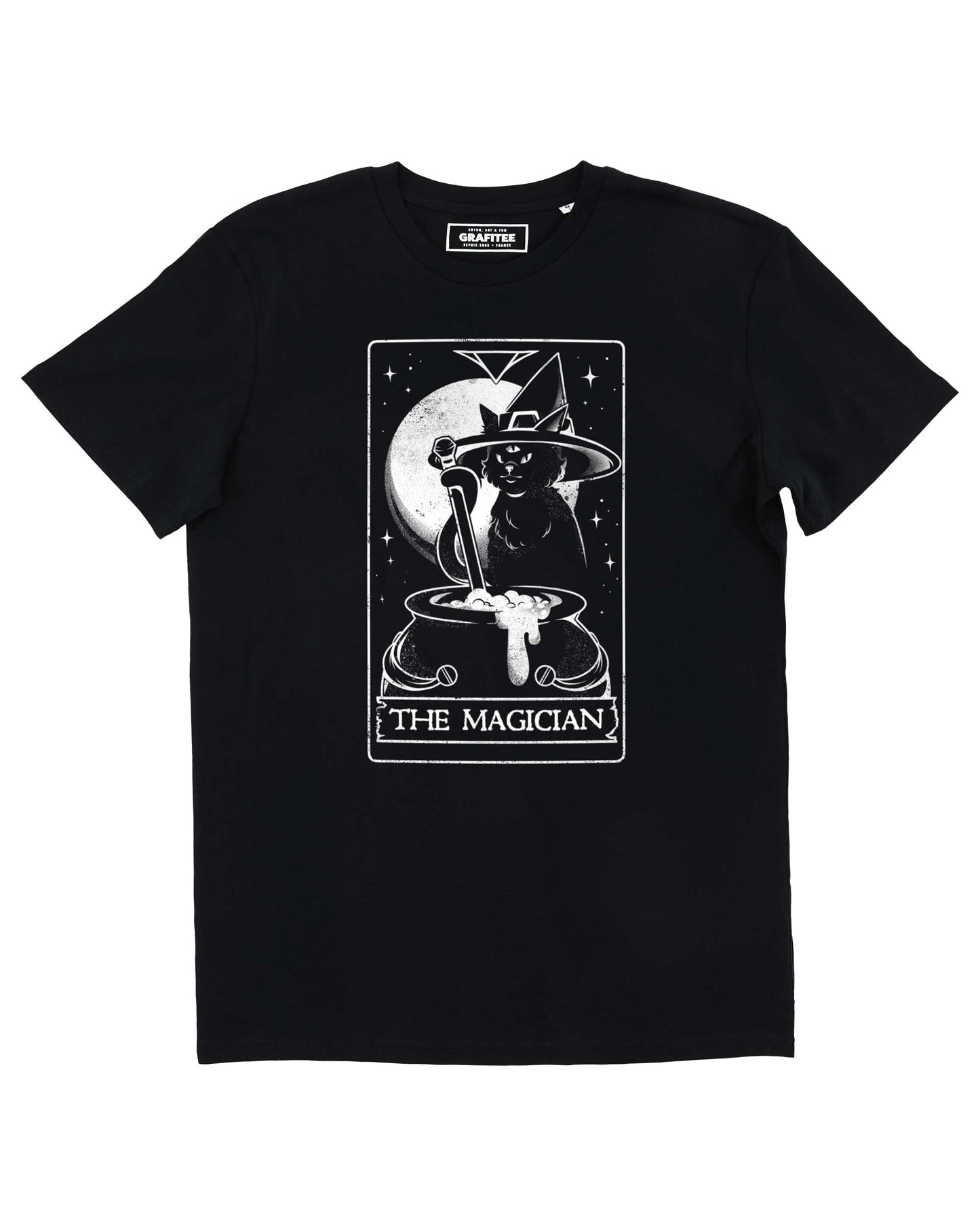T-shirt The Magician con stampa tarocchi e gatto