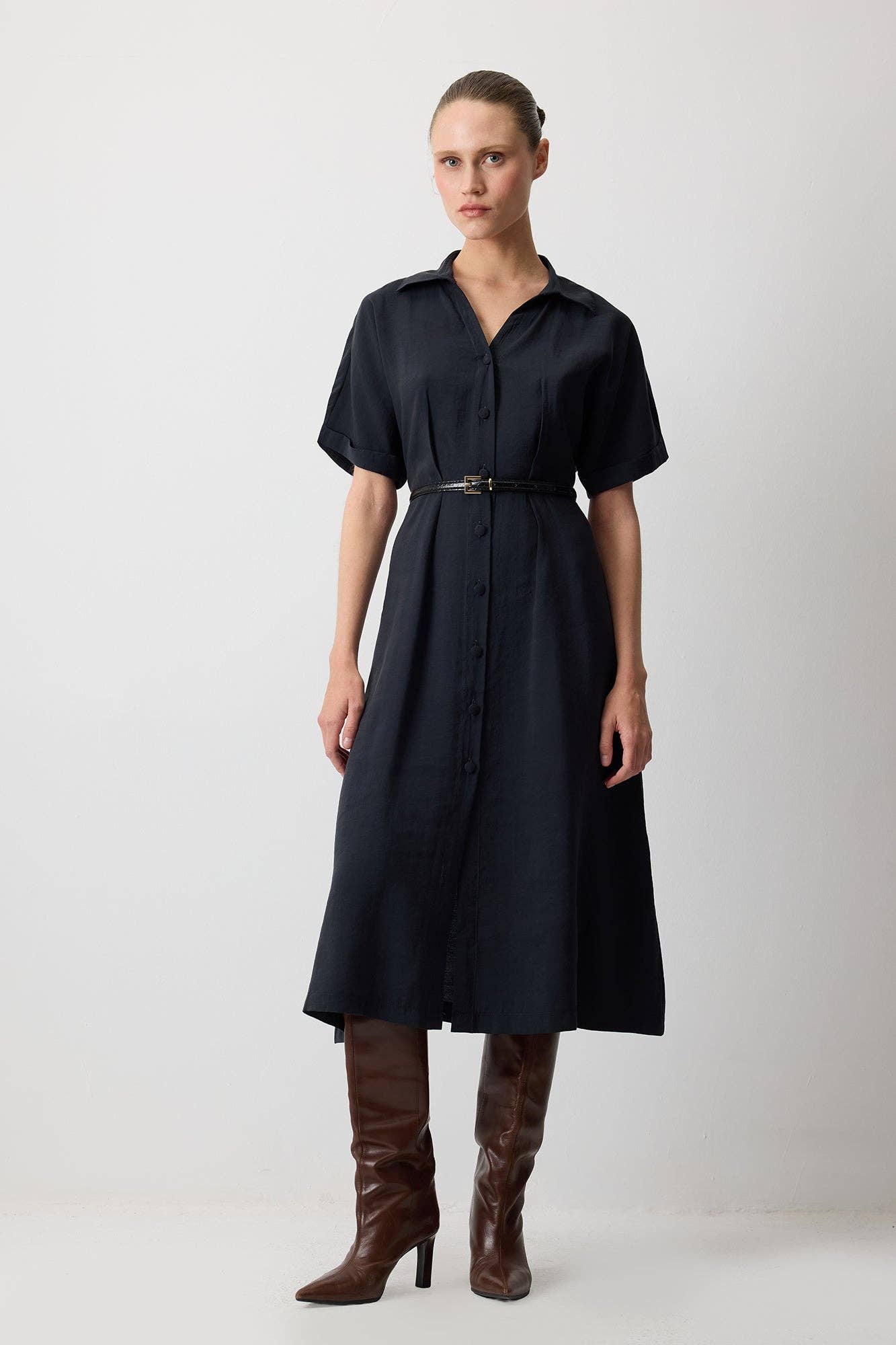 Abito camicia in modal con cintura