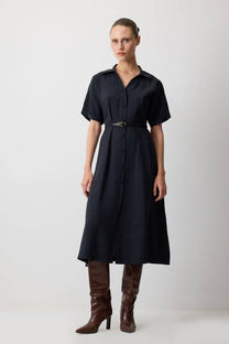 Abito camicia in modal con cintura